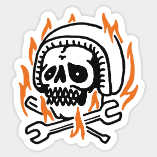 Skull Biker Fire Sticker